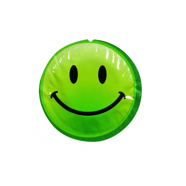 Préservatif lubrifié en latex smiley x 1 couleur aléatoire 54mm 